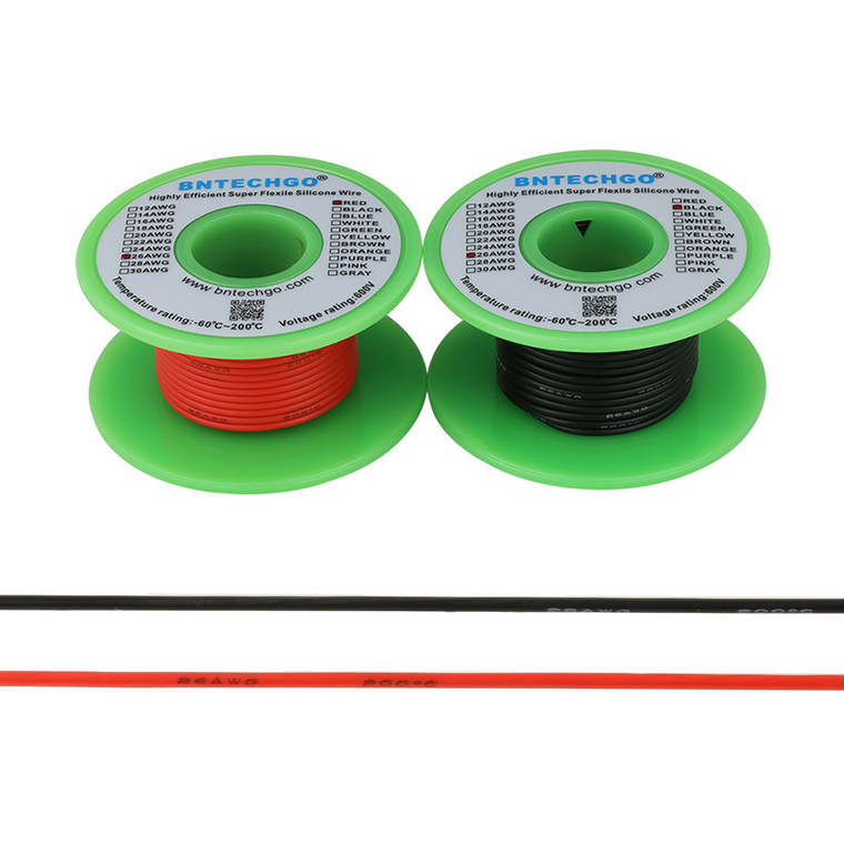 26 AWG Silicone Wire Spool 200 feet Ultra Flexible High Temp 200 deg C