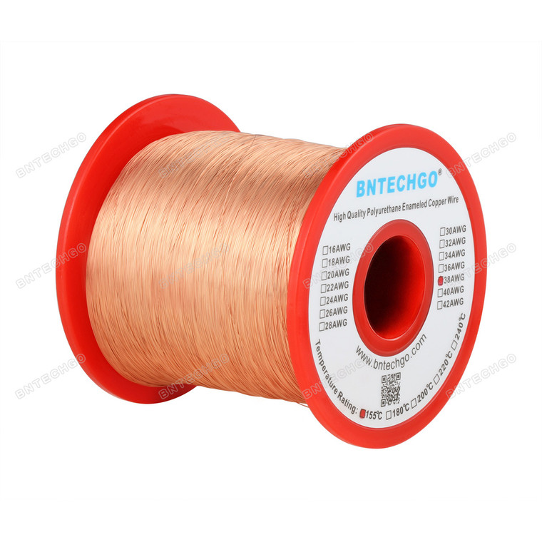 BNTECHGO 38 AWG Magnet Wire - Enameled Copper Wire  - 1.0 lb - 0.0039"Diameter 1 Spool Coil Natural