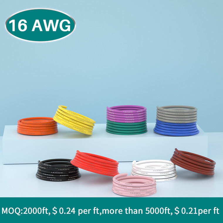 16 AWG Silicone Wire Stranded Tinned Copper Wire 1 Feet  [ 11 colors Optional ]