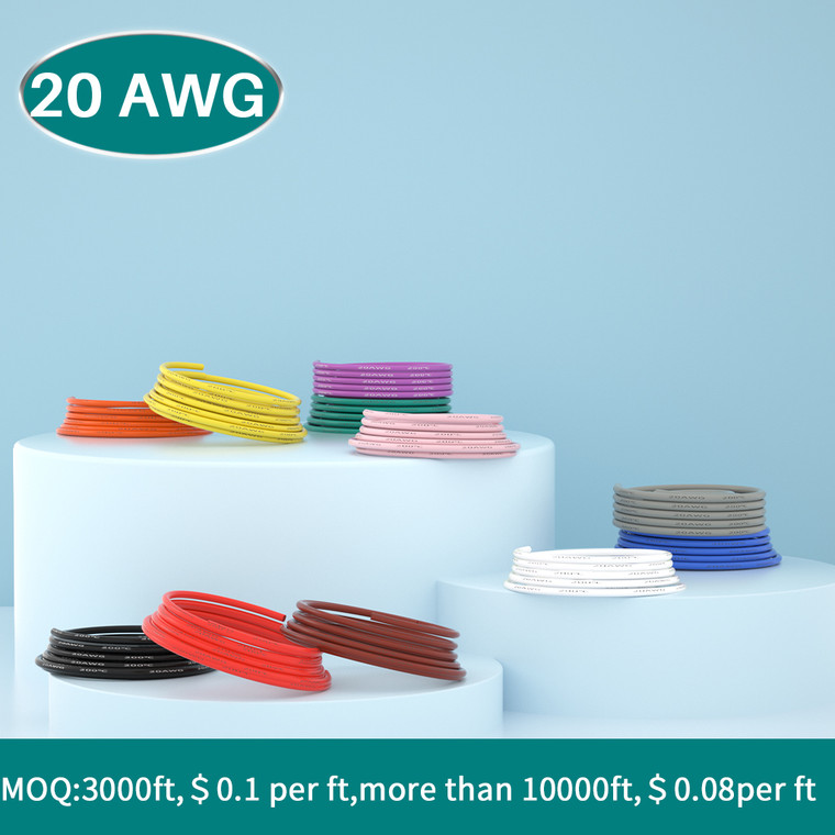 20 AWG Silicone Wire Stranded Tinned Copper Wire 1 Feet [ 11 colors Optional ]
