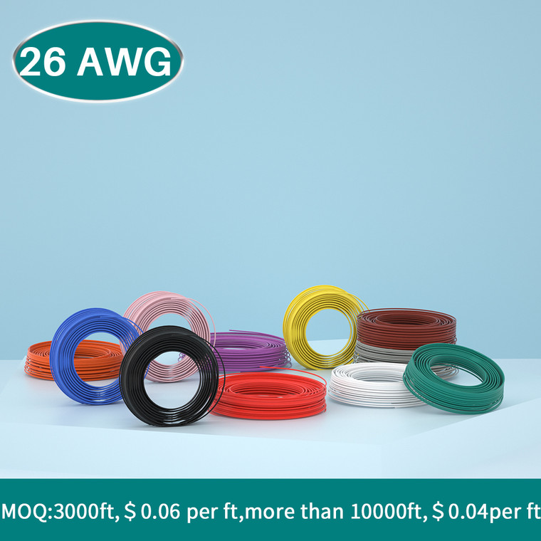 26  AWG Silicone Wire Stranded Tinned Copper Wire 1 Feet  [ 11 colors Optional ]