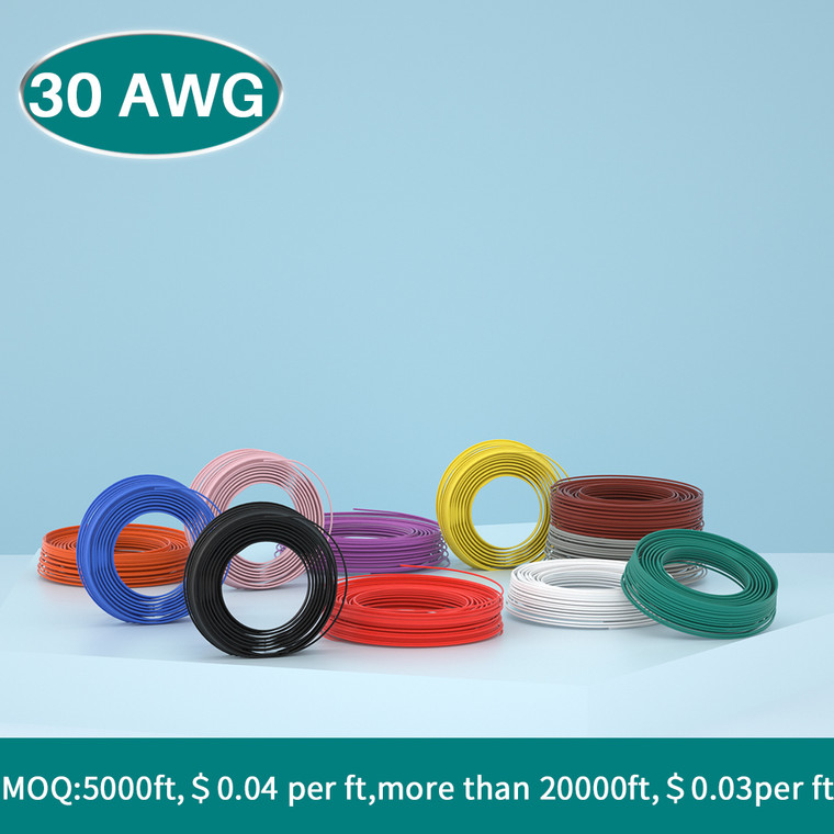 30 AWG Silicone Wire Stranded Tinned Copper Wire 1 Feet [ 11 colors Optional ]