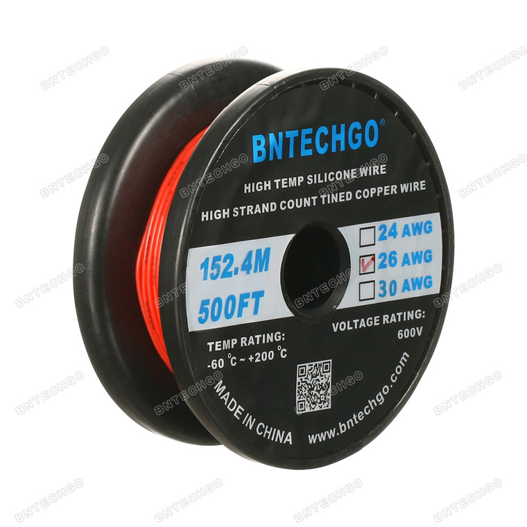26 Gauge Silicone Wire Spool Red 500 feet Ultra Flexible
