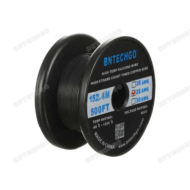 28 Gauge Silicone Wire 500 Feet black Soft and Flexible