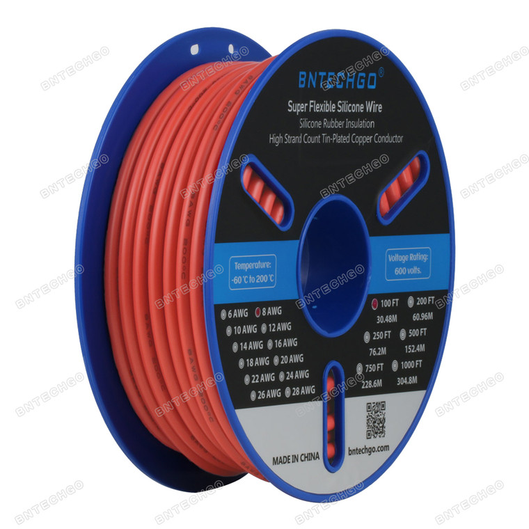 BNTECHGO 8 Gauge Silicone Wire Spool Red 100 feet