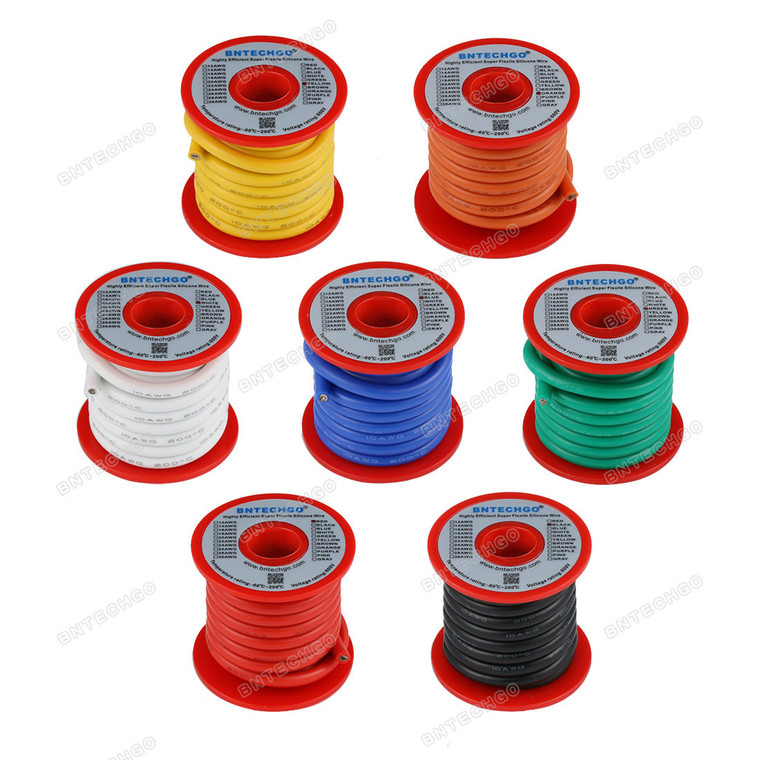 BNTECHGO 10 Gauge Silicone Wire Kit 7 Color Each 10 ft Flexible