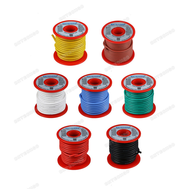 BNTECHGO 14 Gauge Silicone Wire Kit 7 Color Each 25 ft Flexible 14 AWG Stranded Tinned Copper Wire