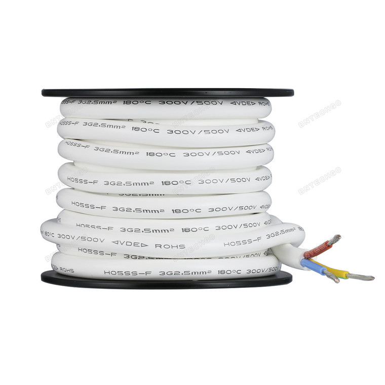 2.5mm² 3 Conductors Silicone Tinned Copper Wire Spool White 25ft