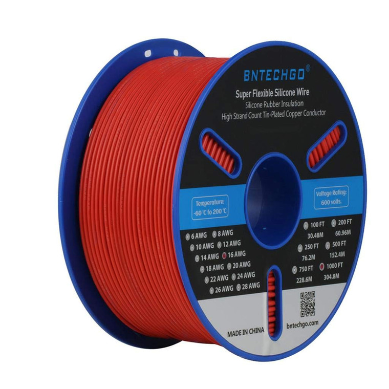 BNTECHGO 16 Gauge Silicone Wire Spool Red 1000 feet