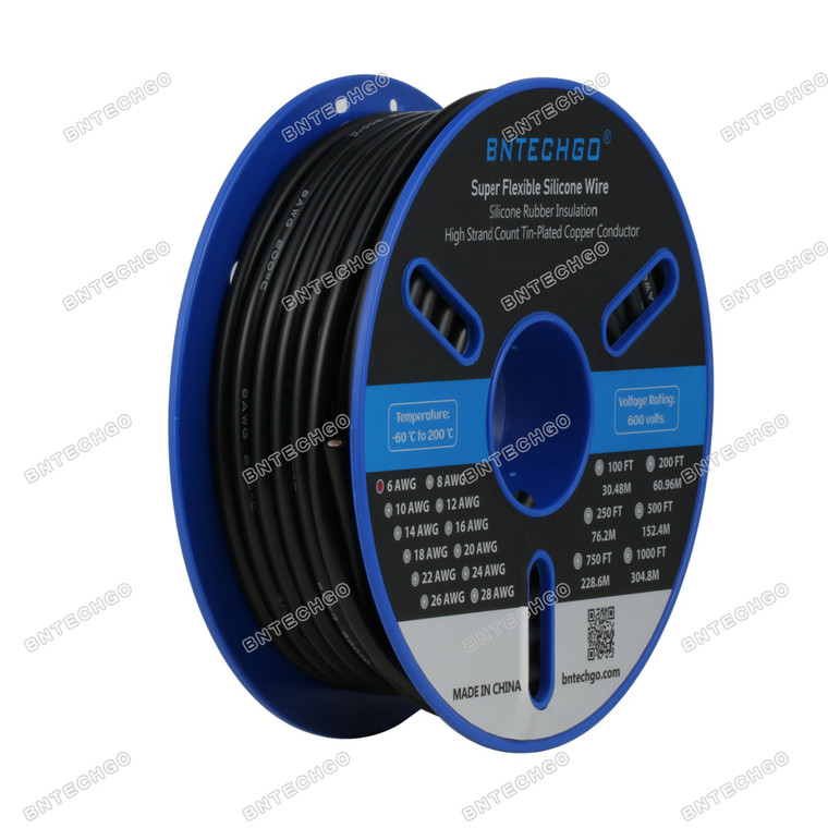 6 Gauge Silicone Wire 50 Feet Black