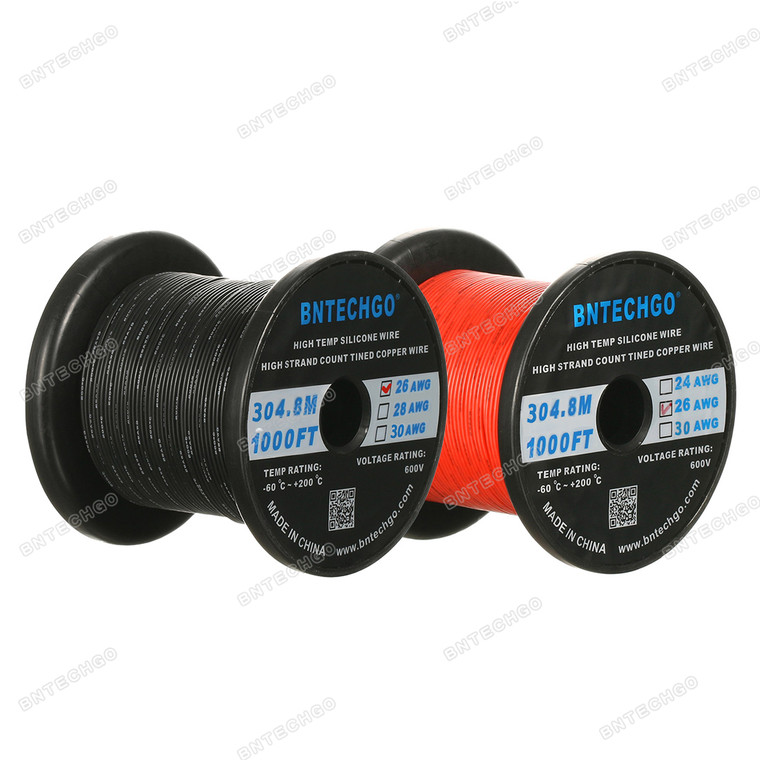 26 AWG Silicone Wire Spool 2000 feet Ultra Flexible High Temp 200 deg C