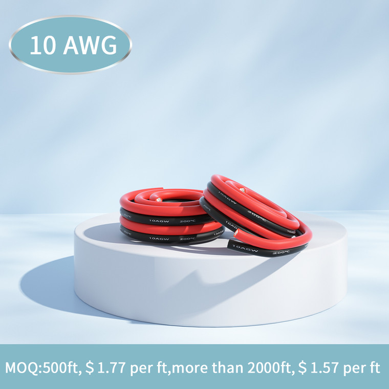 10 Gauge Flexible 2 Conductor Parallel Silicone Wire Stranded Tinned Copper Wire 1 Feet