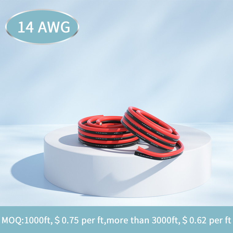 14 Gauge Flexible 2 Conductor Parallel Silicone Wire Stranded Tinned Copper Wire 1 Feet