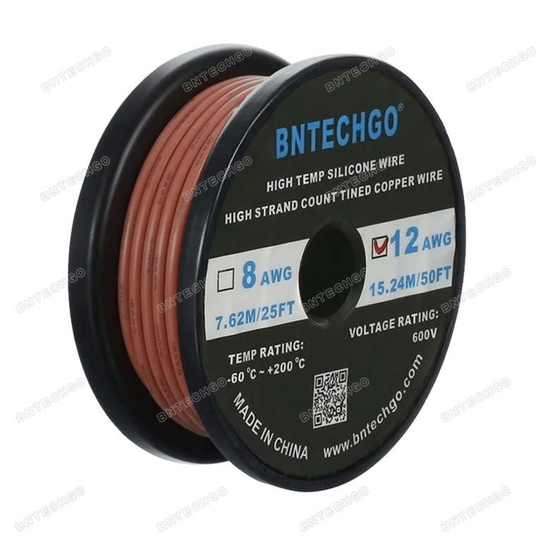 12 Gauge Silicone Wire Spool Brown 50 feet Ultra Flexible