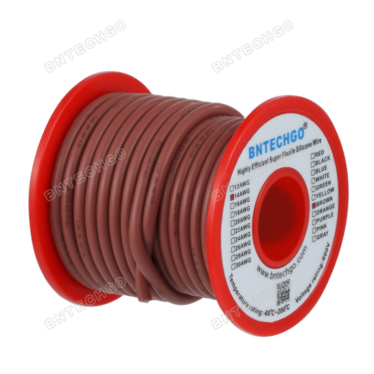 14 Gauge Silicone Wire Spool Brown 25 feet Ultra Flexible