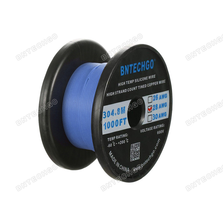 28 gauge silicone wire 1000 feet blue soft and flexible