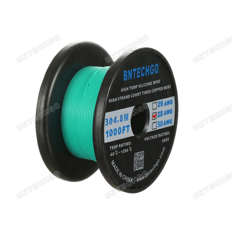 28 gauge silicone wire 1000 feet green soft and flexible