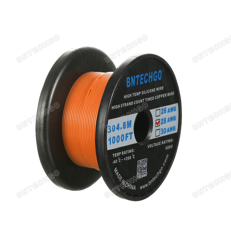 28 gauge silicone wire 1000 feet orange soft and flexible