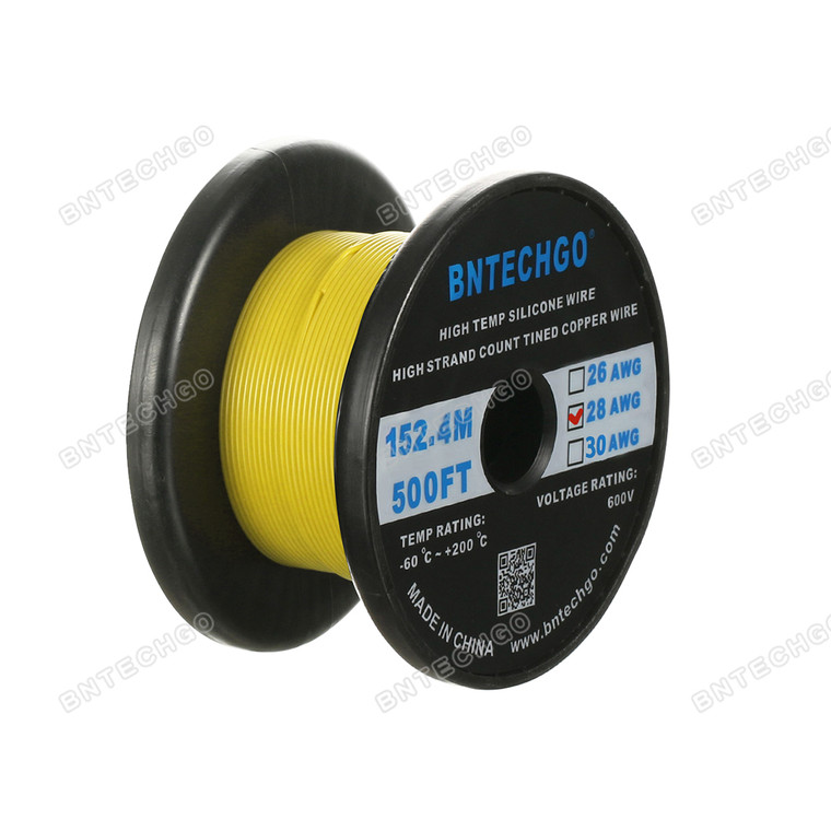 28 Gauge Silicone Wire 500 Feet yellow Soft and Flexible