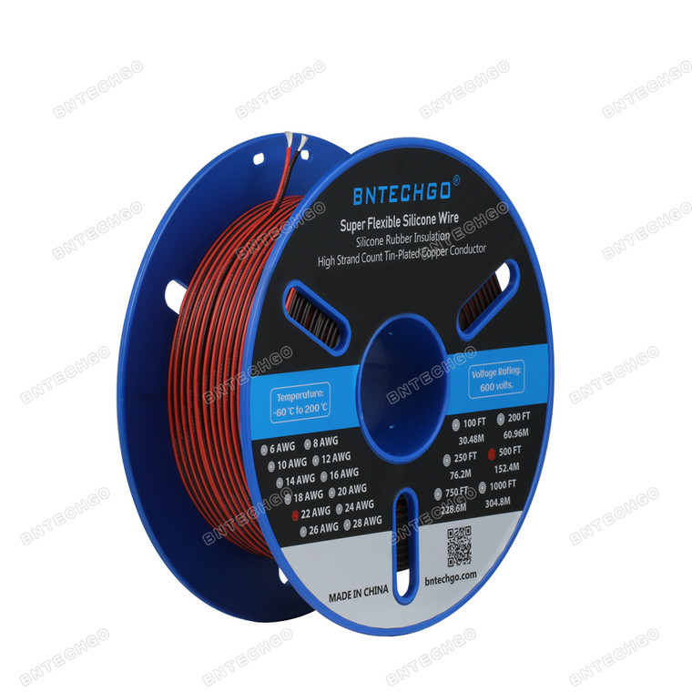 16 Gauge 2 conductor parallel silicone wire Core made with 60 strands 0.08 mm tinned copper wire