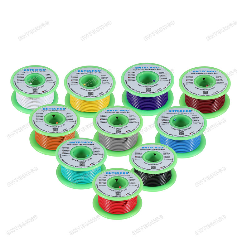 BNTECHGO 22 Gauge PVC 1007 Solid Electric Wire Kit 10 Color Each 50 ft