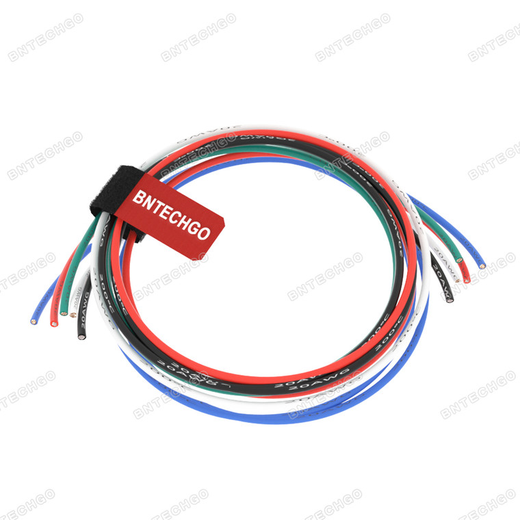 BNTECHGO 20 Gauge Silicone Wire Kit Red Black Blue White And Green Each 5ft 20 AWG Stranded Tinned Copper Wire