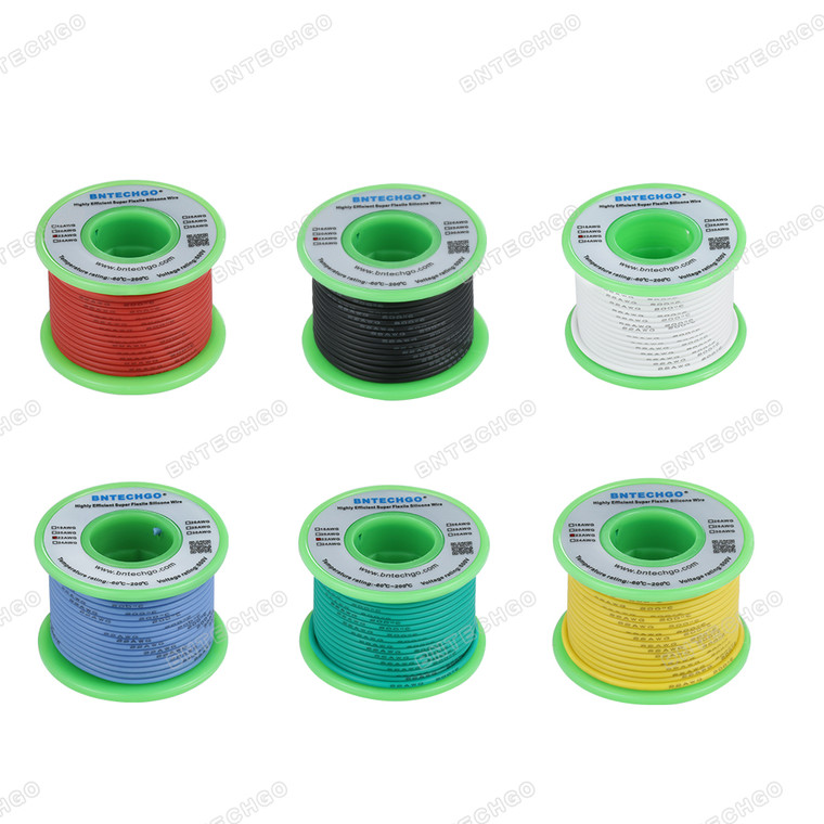 BNTECHGO 22 Gauge Silicone Wire Kit 6 Color Each 30ft Flexible