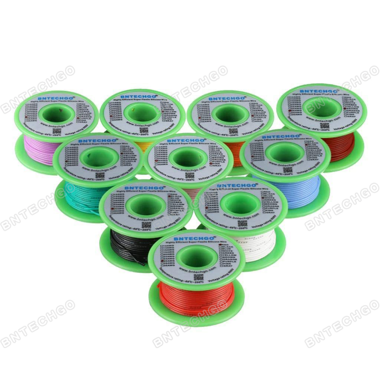 26 Gauge Silicone Wire Kit 10 Color Each 25 ft