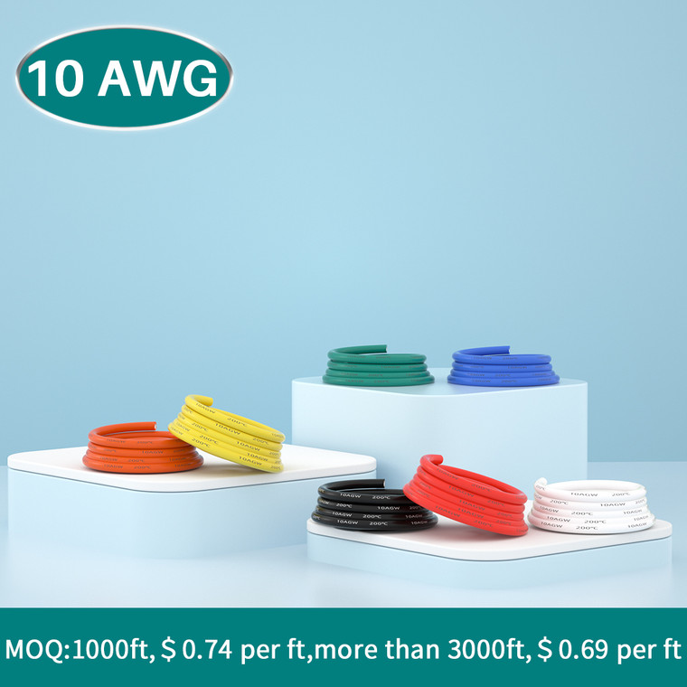 10 AWG Silicone Wire Stranded Tinned Copper Wire 1 Feet [ 7 colors Optional ]