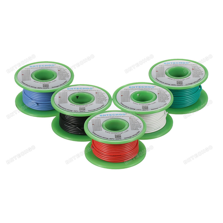 Ultra Flexible 20 Gauge Silicone Wire Spool 5 Color Red Black White Blue Green