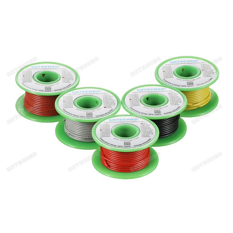 Ultra Flexible 20 Gauge Silicone Wire Spool 5 Color Red Black Yellow Brown Gray