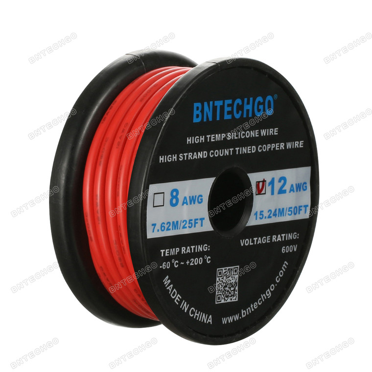12 Gauge Silicone Wire Spool Red 50 feet Ultra Flexible