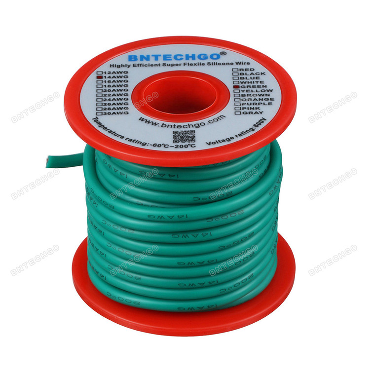 14 Gauge Silicone Wire 40 Feet Green Soft and Flexible