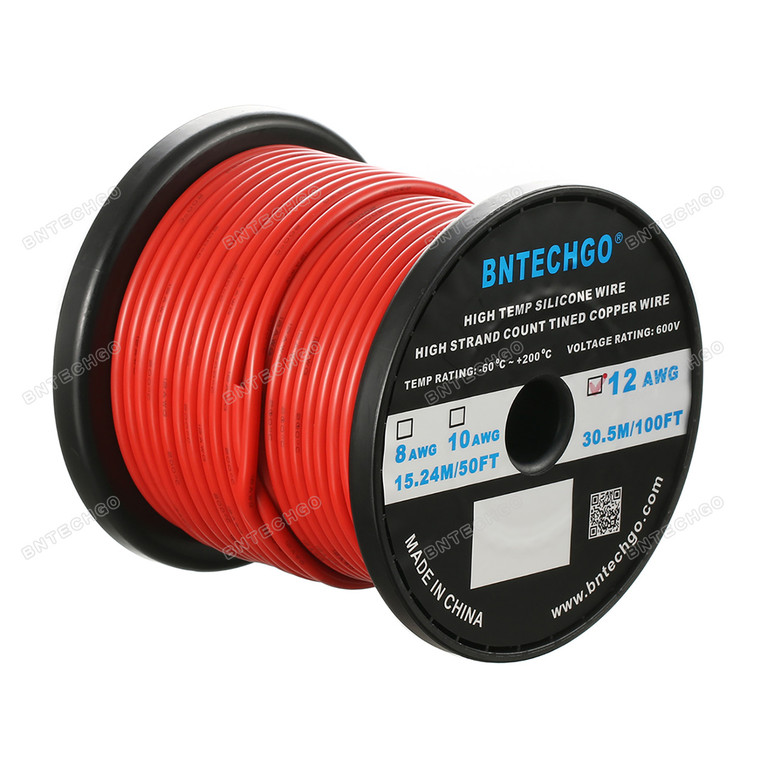 12 Gauge Silicone Wire Spool Red 100 feet Ultra Flexible High Temp 200 deg C