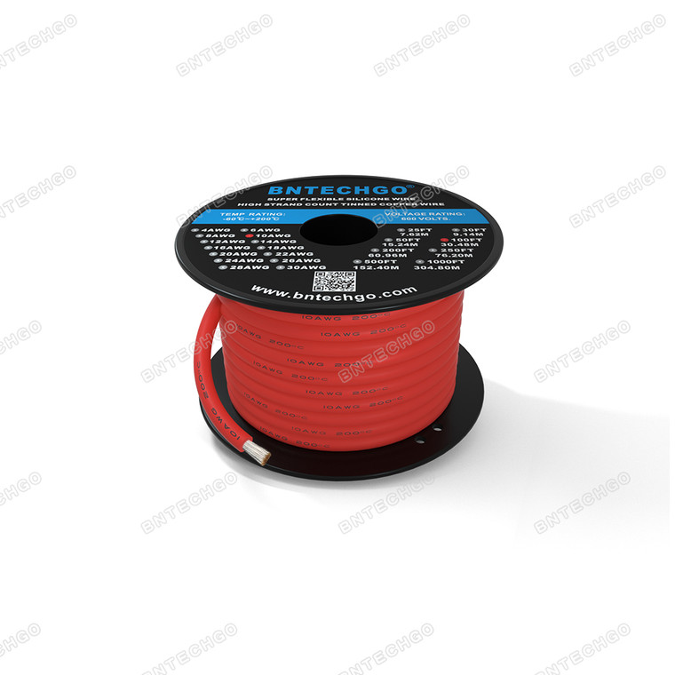 High Quality Ultra Flexible Soft Silicone Rubber Copper Wire Red total 100 feet.