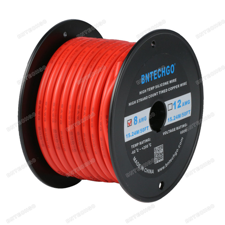 8 Gauge Silicone Wire Spool Red 50 feet Ultra Flexible High Temp 200 deg C