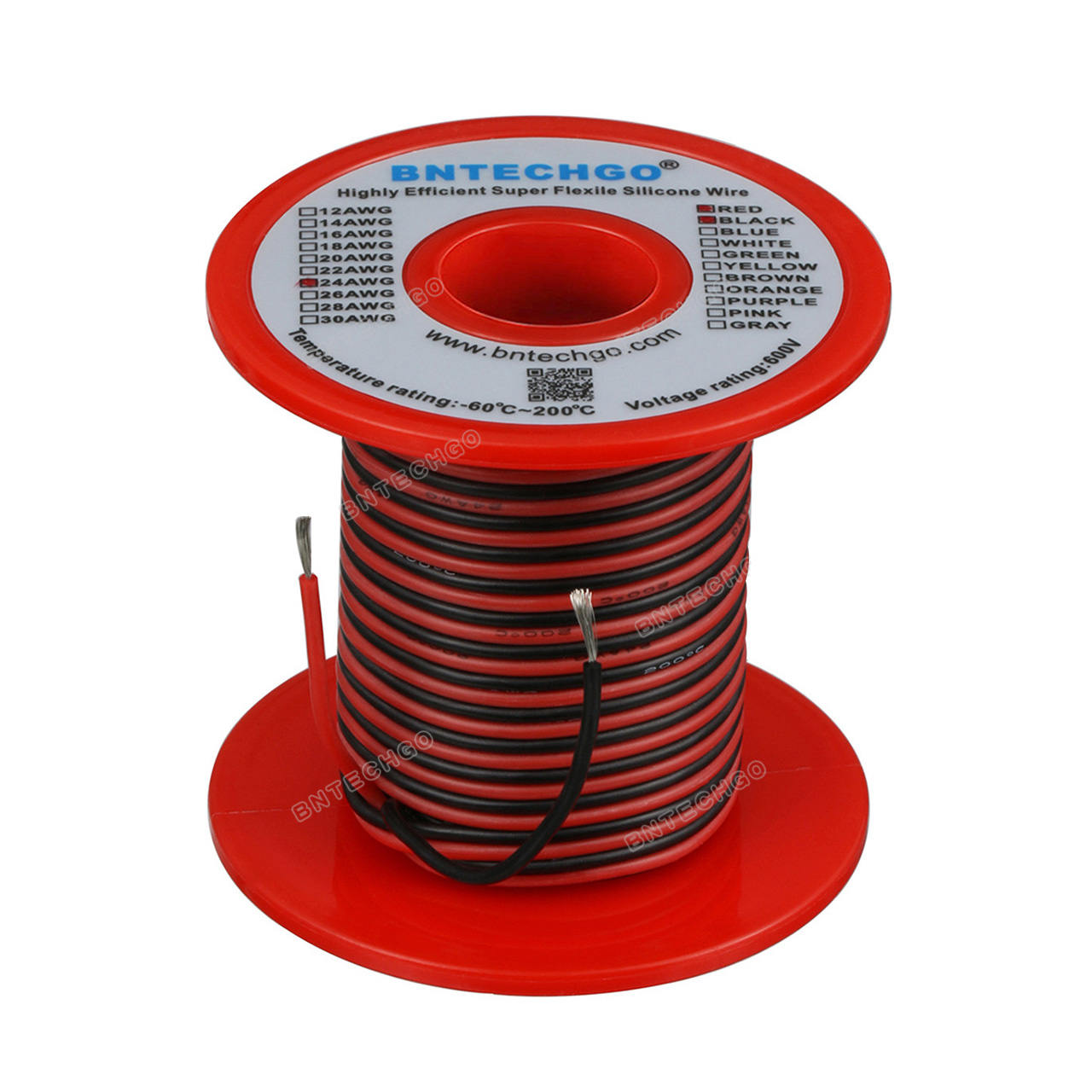 28 Gauge Silicone Wire Spool 50 Feet Ultra Flexible High Temp 200 Deg C 600V AWG 