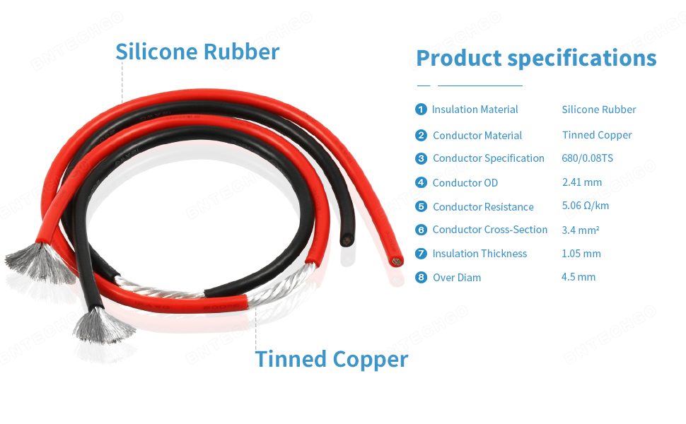 zigpeo 12 awg silicone wire 50ft, extra flexible 12 gauge stranded copper  wire, high temp 392? 600v