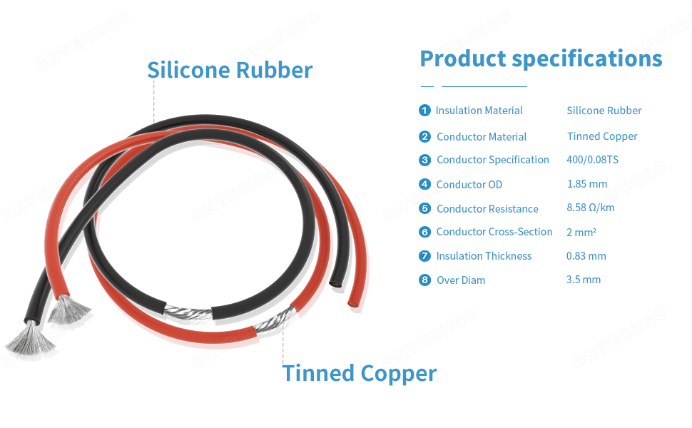 14 awg silicone wire 400 strands of tinned copper wire red black