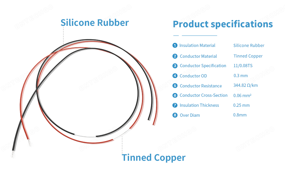 30 FT AWG 14 2 Wire, 2 Conductor Silicone Insulated