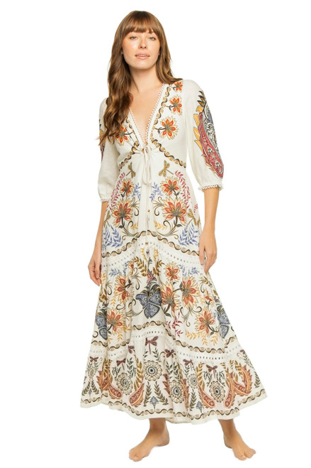 Boho Glam Off-White Maxi Dress