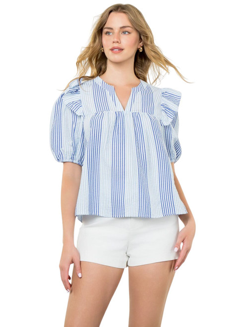 Puff Sleeve Striped Top