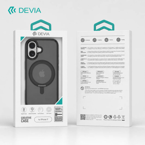 DEVIA iPhone 17 Eleguard Series magnetic stand case packaging