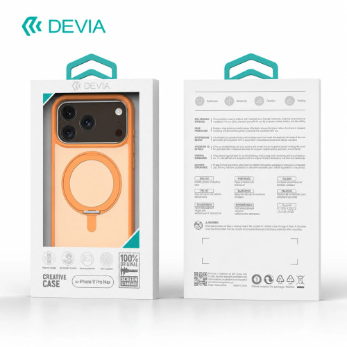 DEVIA iPhone 17 pro Eleguard Series magnetic stand case packaging
