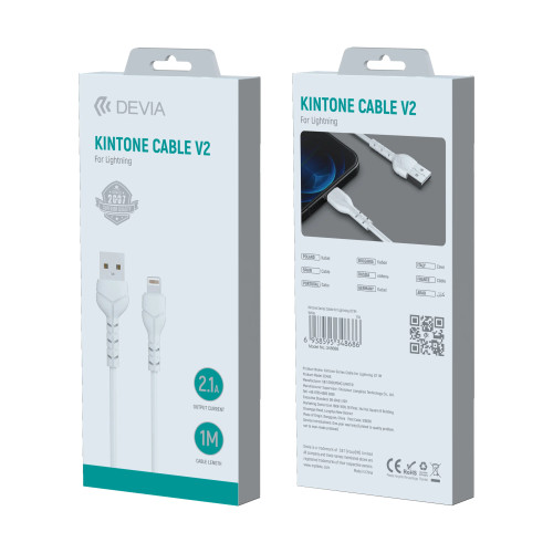 DEVIA Kintone Series cable retail packaging with product details