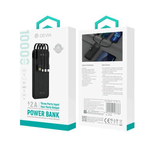 DEVIA Kintone Series power bank packaging with specifications