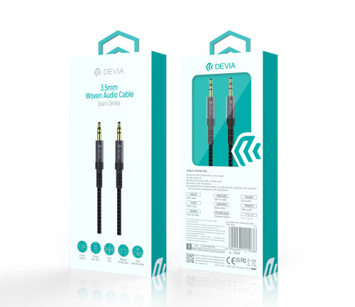 DEVIA Ipure Series audio cable packaging with product details
