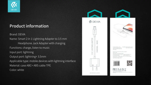 DEVIA Smart Series adapter packaging with product details
