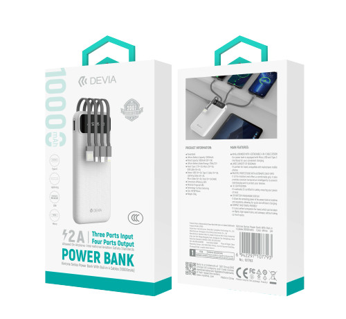 DEVIA Kintone Series power bank packaging with specifications