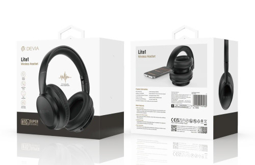DEVIA Lite1 wireless headset packaging with specifications